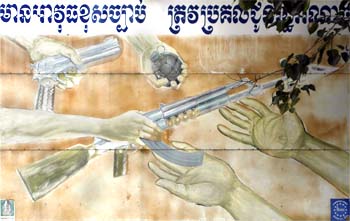 'Hand your Weapons over' Poster in Cambodia by Asienreisender